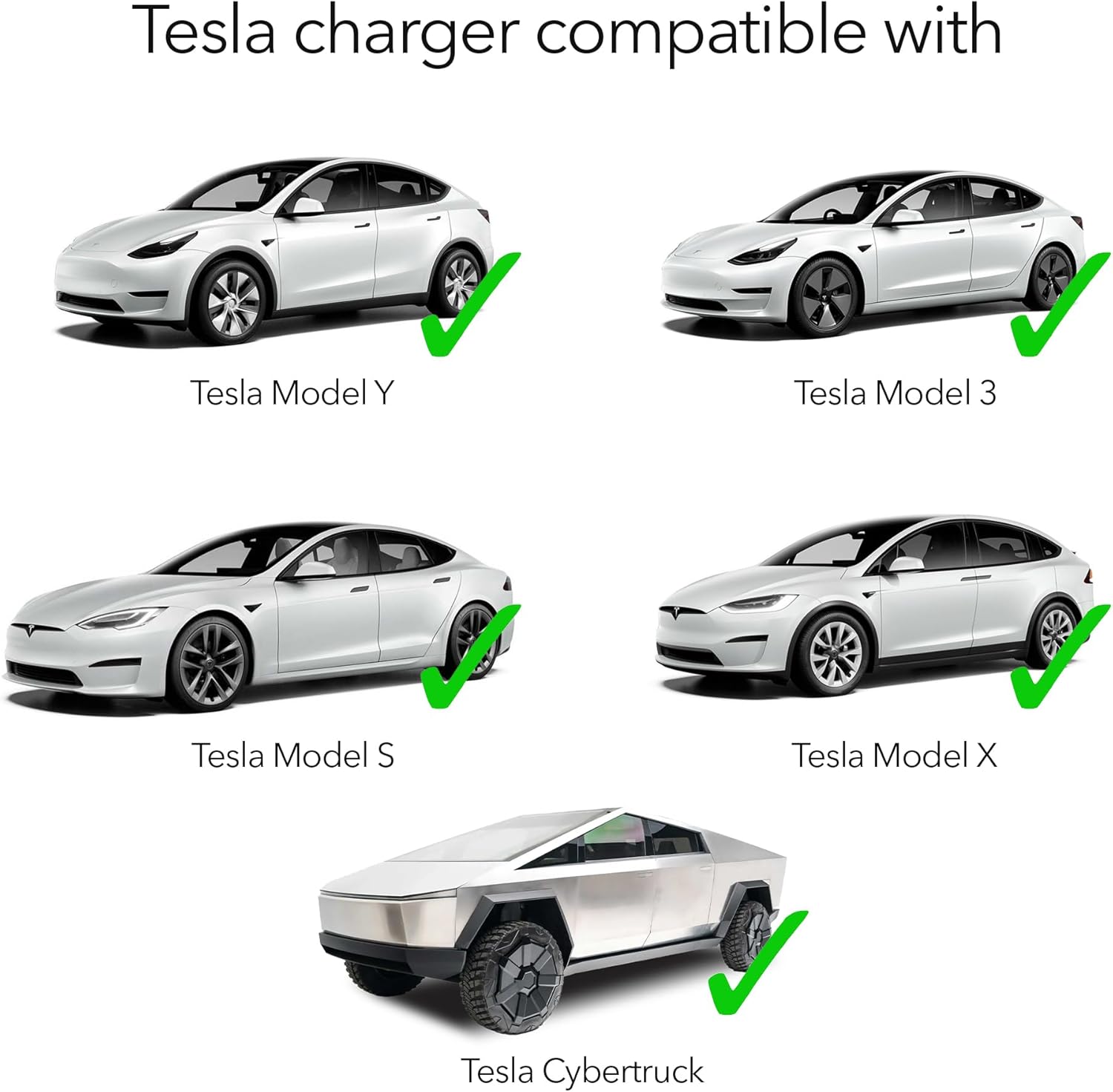 Level 2 Tesla Charger - 240V, 32 Amp, NEMA 14-50 Plug, 25 ft Extension Cord - Portable Electric Car Charger for Tesla - Compatible with All Tesla Models 3/Y/S/X