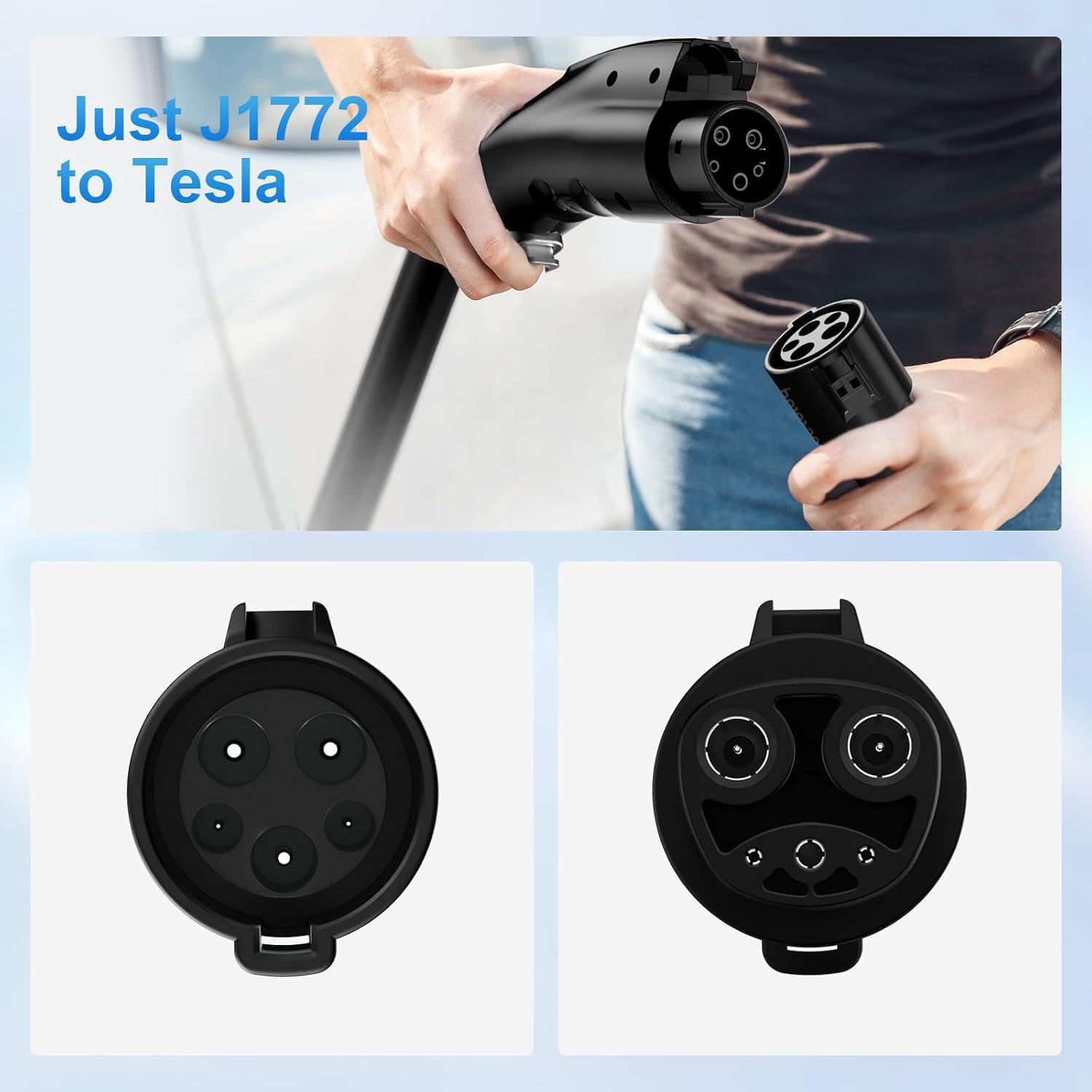 J1772 to Tesla Charger Adapter, 32A 110-240V 7KW, Fast Charging Only for Tesla Model 3/Y/X/S/Cybertruck Charging Adapter, Compatible with SAE J1772 EV Charge to Tesla Adapter