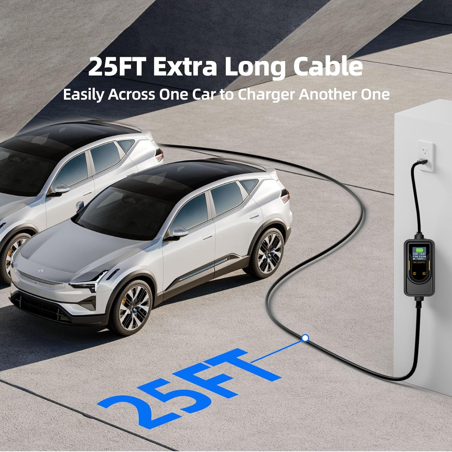 Level 2 Tesla Charger - 240V, 32 Amp, NEMA 14-50 Plug, 25 ft Extension Cord - Portable Electric Car Charger for Tesla - Compatible with All Tesla Models 3/Y/S/X