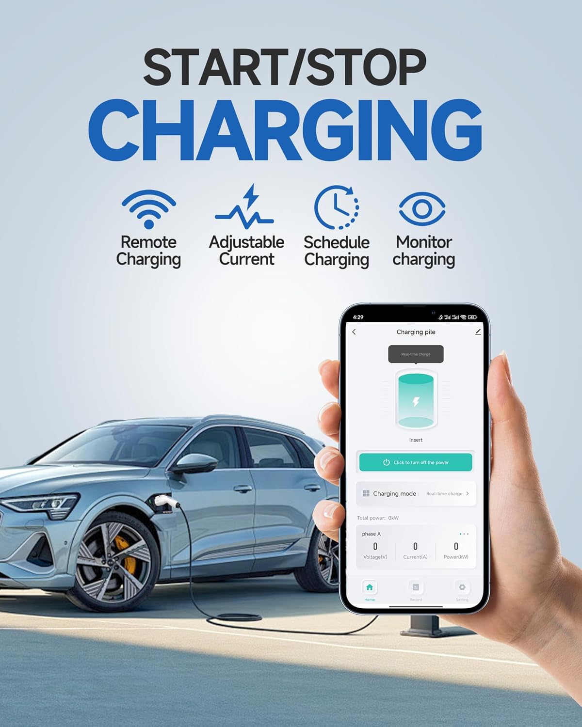 Level 2 Tesla EV Charger(WiFi APP/Plug-Play), 48Amp, 25ft Cable ETL Certified, 240V NEMA 14-50p Plug, Home Level 2 EVSE Car Charger ,Electric Vehicle Charging Stations