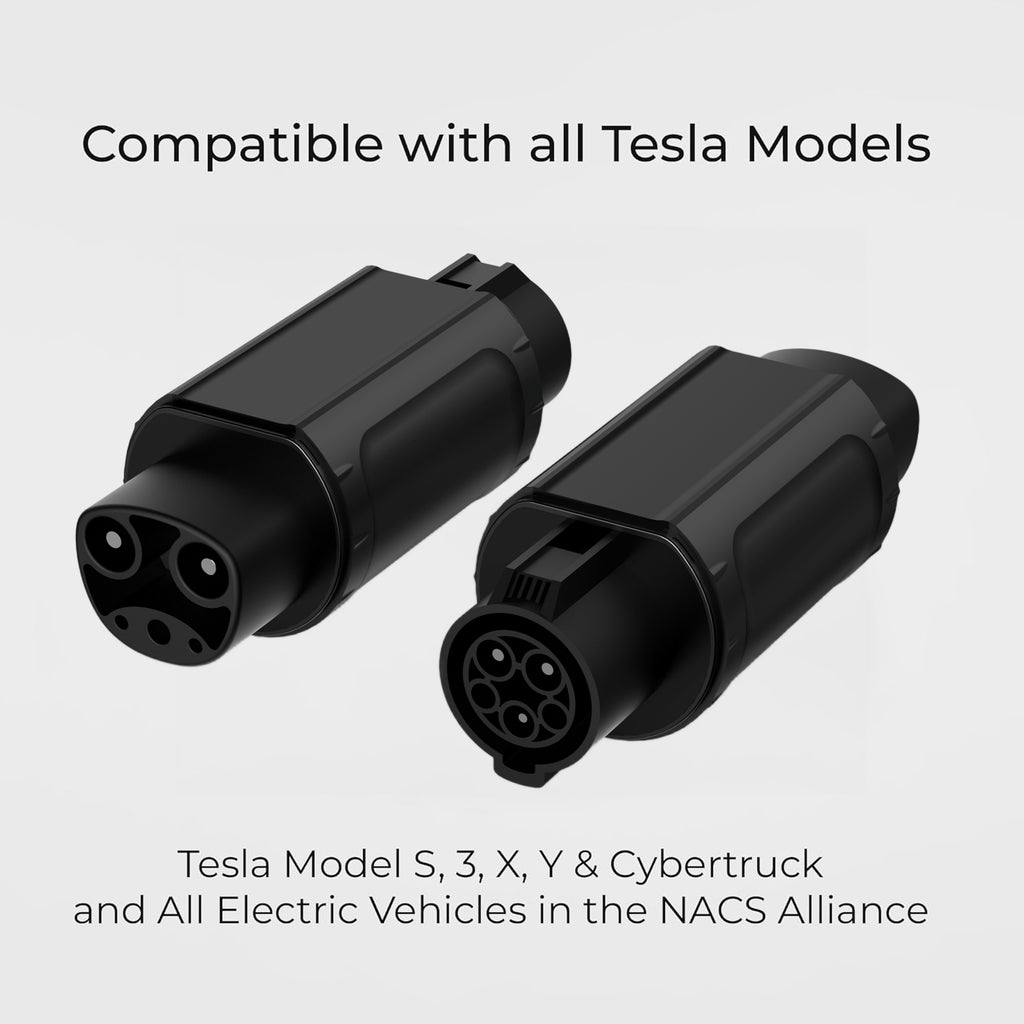 J1772 to Tesla Charger Adapter, 32A 110-240V 7KW, Fast Charging Only for Tesla Model 3/Y/X/S/Cybertruck Charging Adapter, Compatible with SAE J1772 EV Charge to Tesla Adapter
