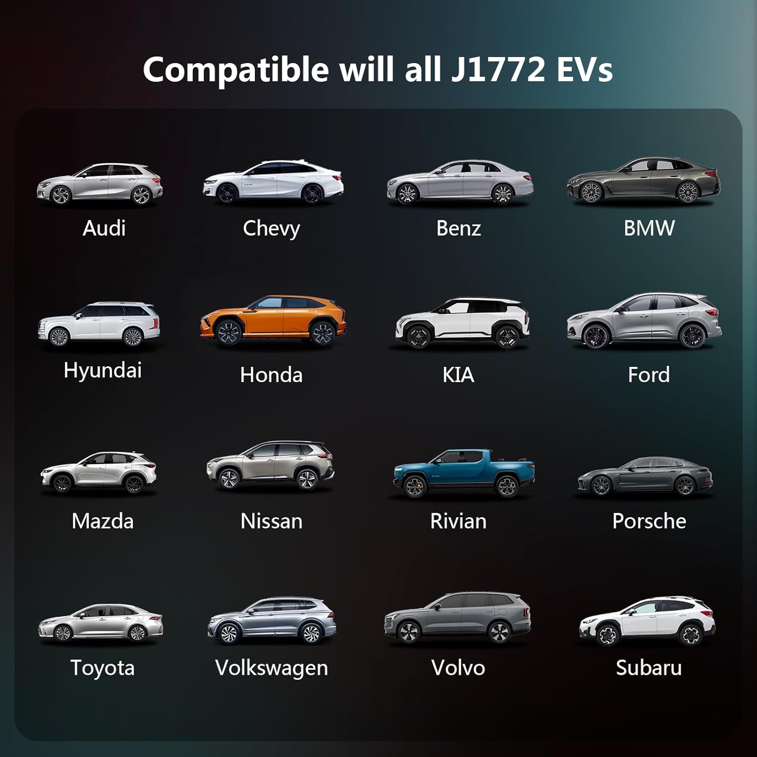 Level 2 EV Charger 40 Amp, Home & Portable Electric Car Charging Station with 25FT J1772 Charger and NEMA 14-50 Plug, 7kW for BEVs & PHEVs