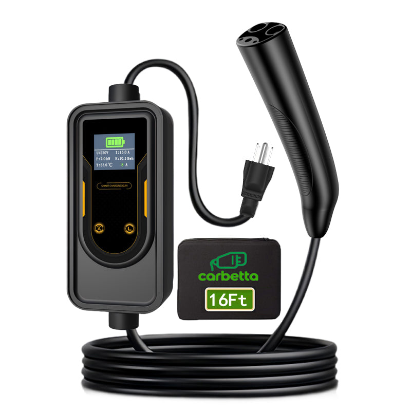 Level 1 Tesla Charger - 110V-240V, 16 Amp, NEMA 5-15 Plug&NEMA6-20, 25 ft Extension Cord - Portable Electric Car Charger for Tesla - Compatible with All Tesla Models X/Y/3/S